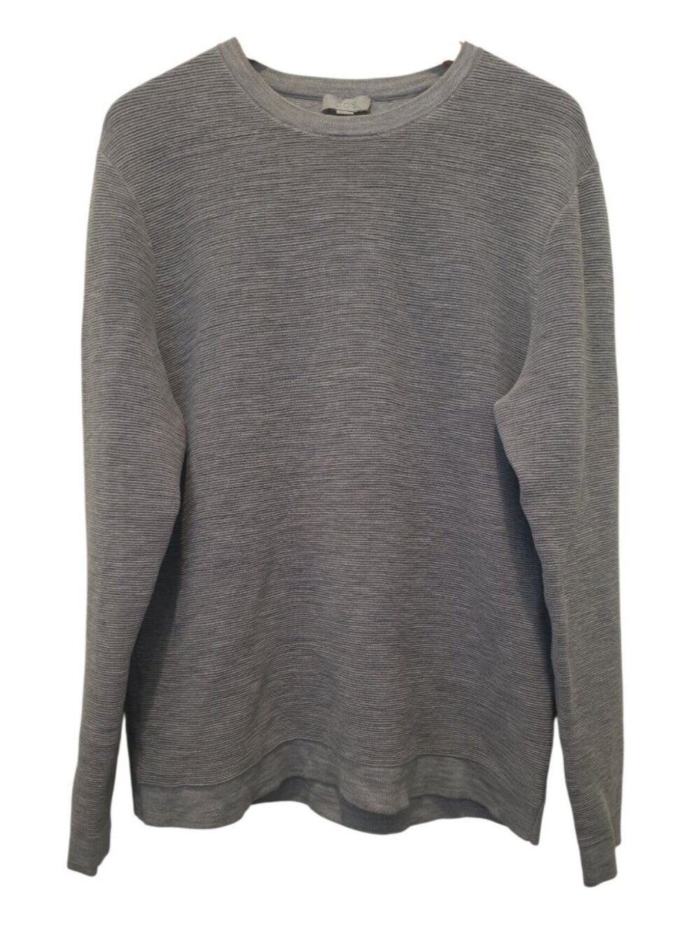 COS Gray Ribbed 100% Wool Crewneck Long Sleeve Casual Sweater Men's Size L